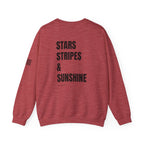 Adult- 'Merica (Front) Stars, Stripes & Sunshine (Back)- Unisex Crewneck Sweatshirt, Fourth of July, Summer Fun, Boat Days