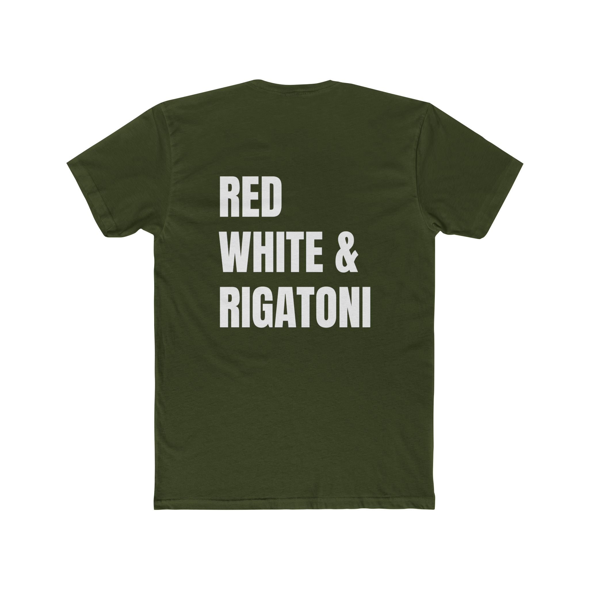 Adult- "Red White & Rigatoni" -In White Writing
