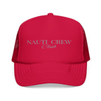 Matching "Nauti Crew club"- Embroidered Foam Trucker Hat, Nautical Gift, Summer Style Cap, Beach Party Accessory, Fishing Hat