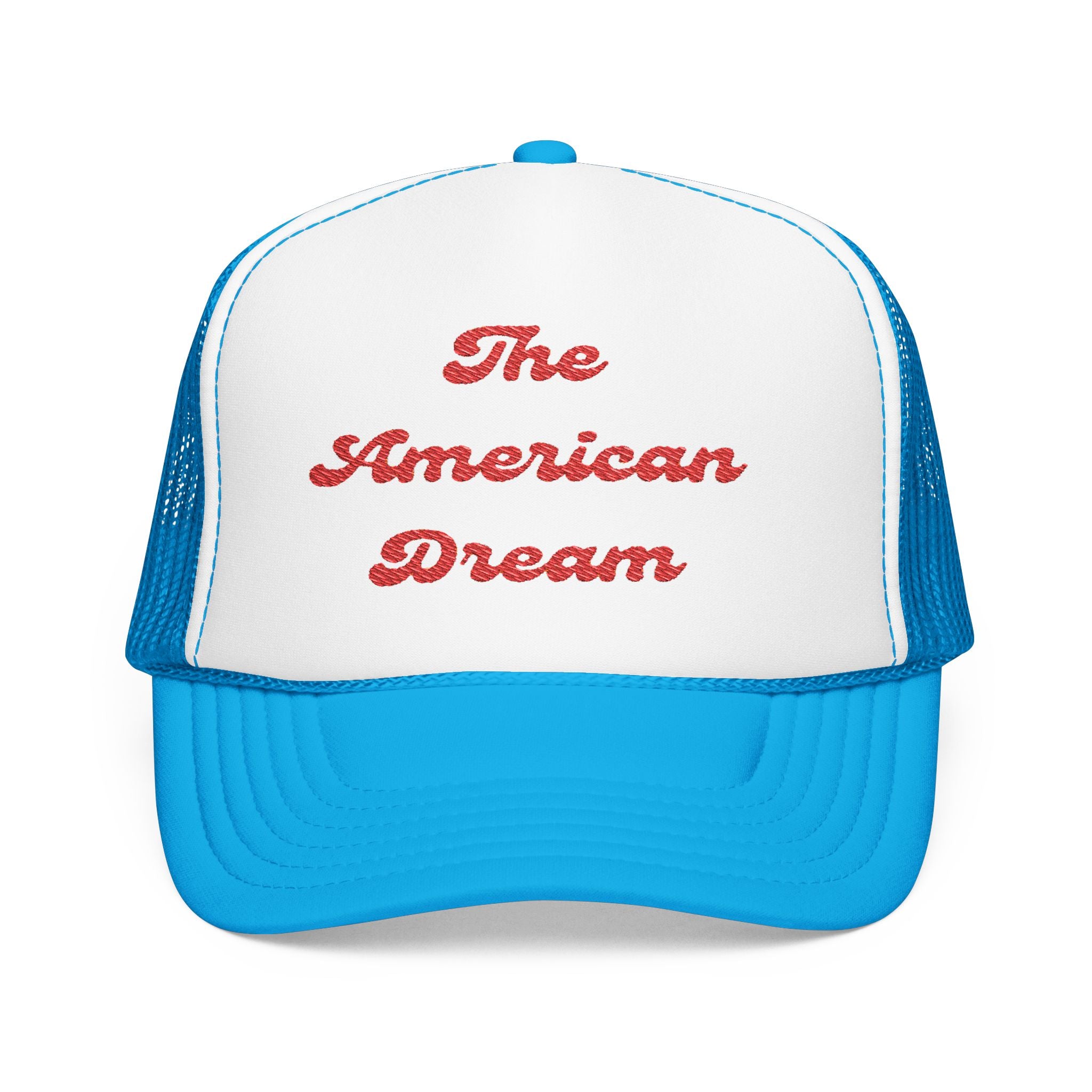 "The American Dream"- Foam Trucker Hat, Embroidered Cap, BBQ Hat, Perfect Gift for Grilling Enthusiasts, Summer BBQ Accessory, Fun Party Hat