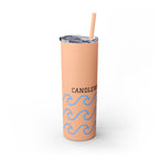 Personalized Skinny Tumbler with Straw - Coastal Waves Design, 20oz