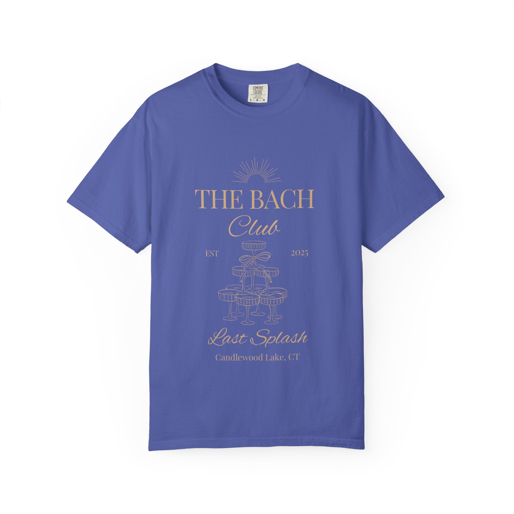 Matching "The Bach Club-Last Splash- Candlewood Lake" -In Beige Writing- Choose a Color Shirt- Perfect for Bachelorette and Wedding Parties- Unisex Vacation Top, Sailor Humor Apparel