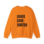 Adult- Teacher Crew Neck "Fueled by Caffeine" (Front) - "Chaos Coordinator"- (Back) Crewneck Sweatshirt, Cozy Fall Apparel, Unisex Gift, Casual Style, September Vibes, Seasonal Fashion