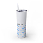 Personalized Skinny Tumbler with Straw - Coastal Waves Design, 20oz