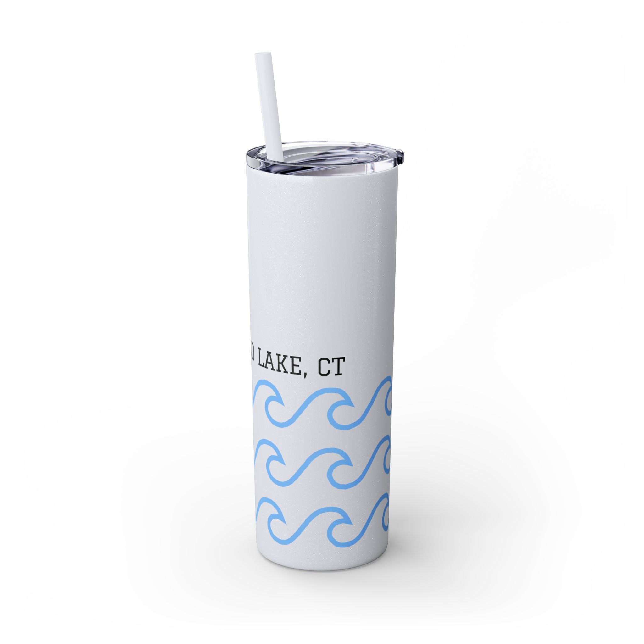 Personalized Skinny Tumbler with Straw - Coastal Waves Design, 20oz