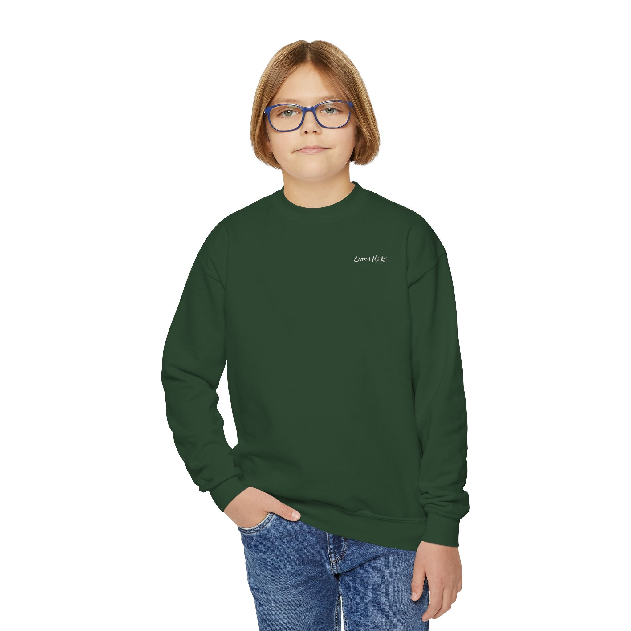 Youth-(XS-XL) "Catch Me At" (Front) "Candlewood Lake" (Back)- Unisex Crewneck Sweatshirt