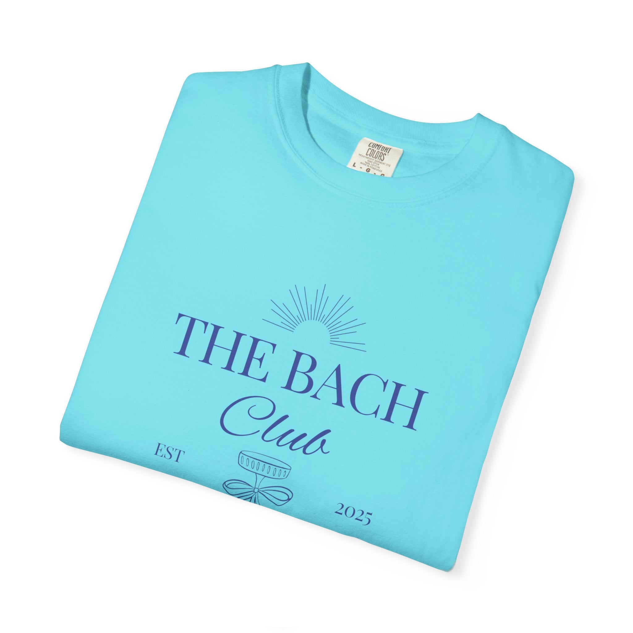 Matching "The Bach Club -Last Splash- Candlewood Lake" -T-Shirt in Blue Writing-Choose a Color-  Perfect for Bachelorette and Wedding Parties- Unisex Vacation Top, Sailor Humor Apparel