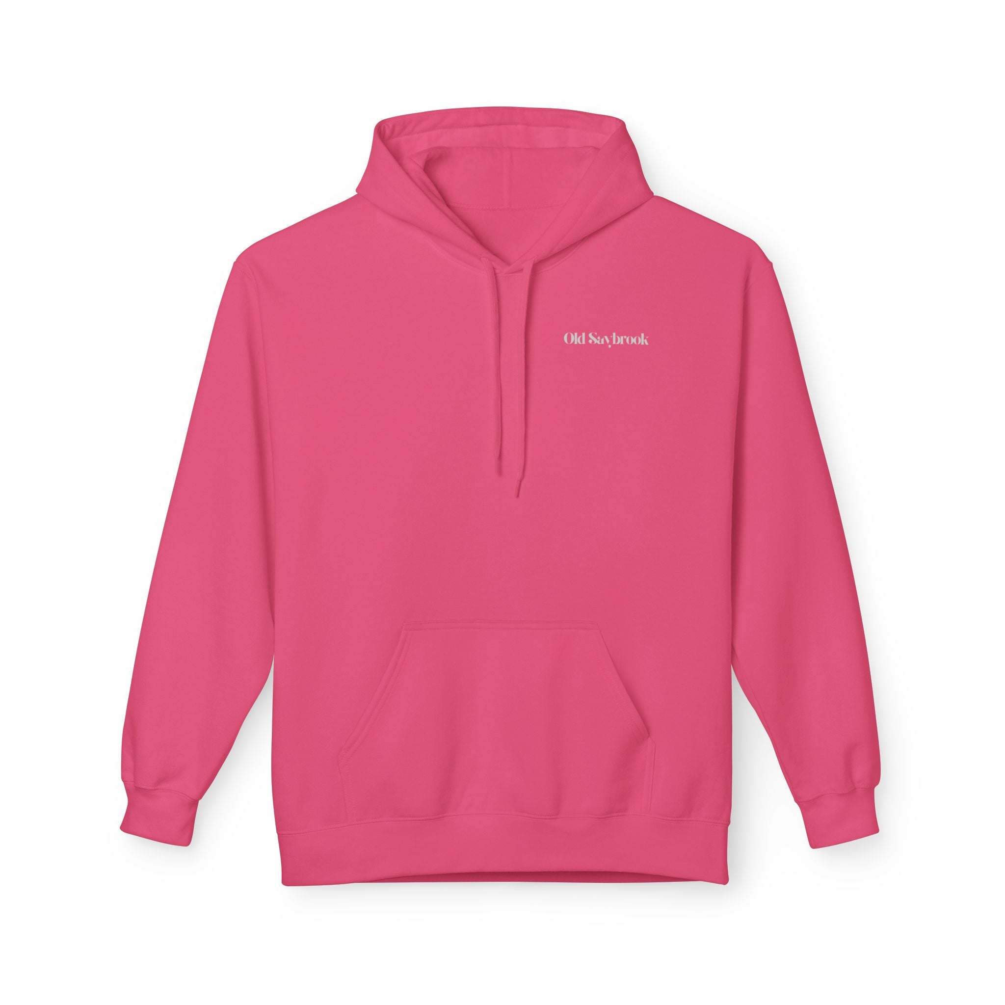Adult- "Old Saybrook" (Front) Old Saybrook Light House (Back) - White Writing Hoodie