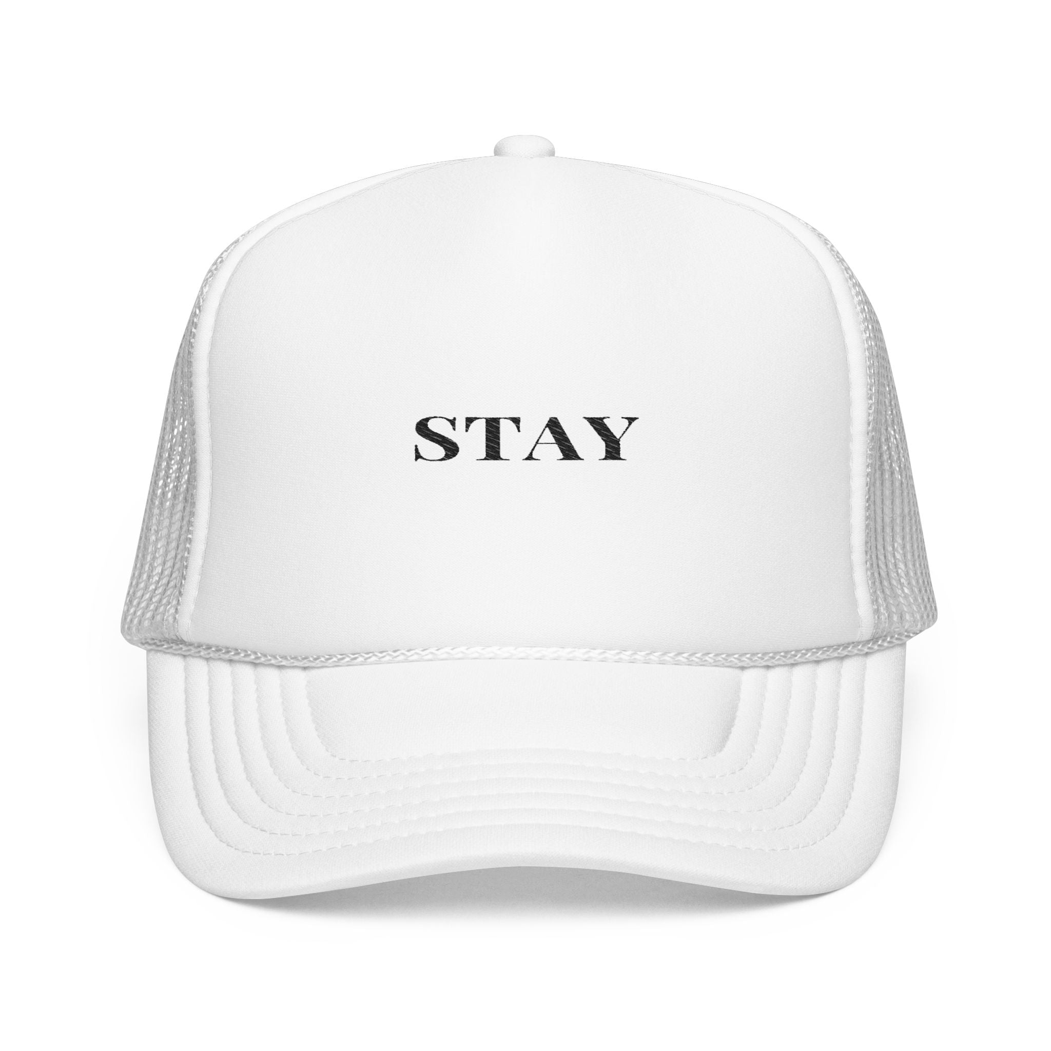 Foam Trucker Hat with 'STAY' Embroidery | Cool Casual Style, Gift for Trendsetters, Outdoor Events, Summer Fashion, Unisex Cap