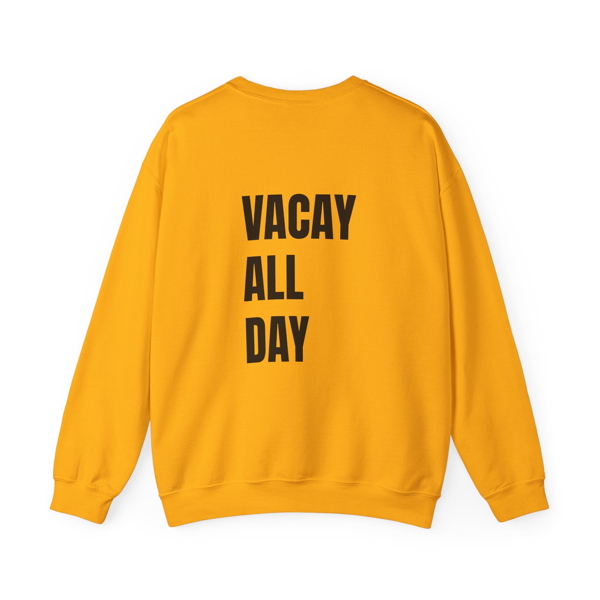 Adult- Teacher Crew Neck " Summer Time" (Front)  "Vacay All Day" (Back) -Crewneck Sweatshirt, Cozy Fall Apparel, Unisex Gift, Casual Style, September Vibes, Seasonal Fashion